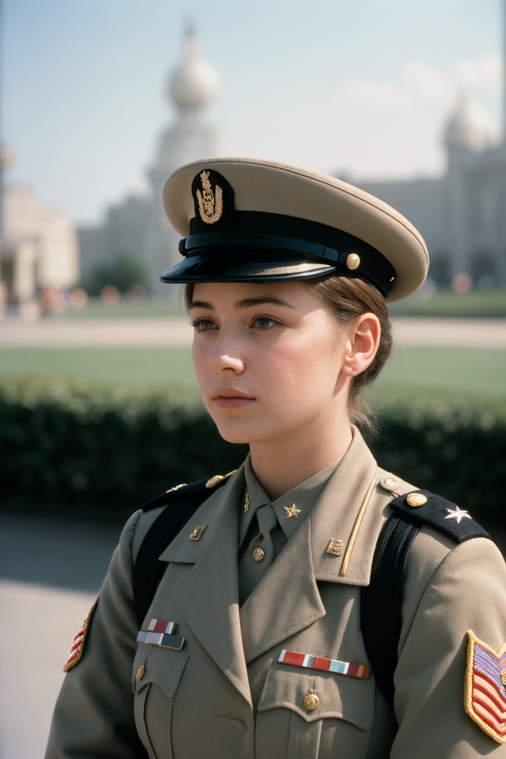 00116-3655552272-photograph, Inspired small Female, First Sergeant, background is [Amusement park_Palace], shallow depth of field, Movie still, b.png